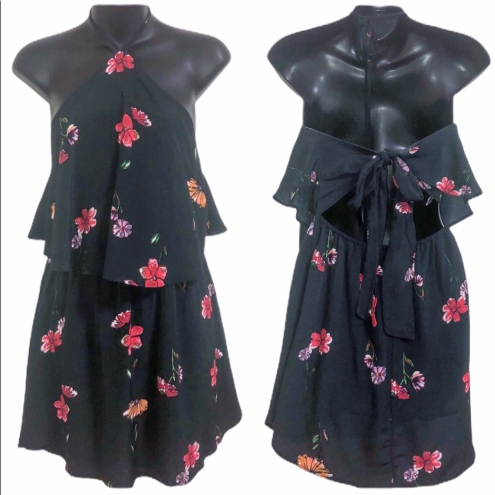 🆕 NWT Black Floral Halter Dress